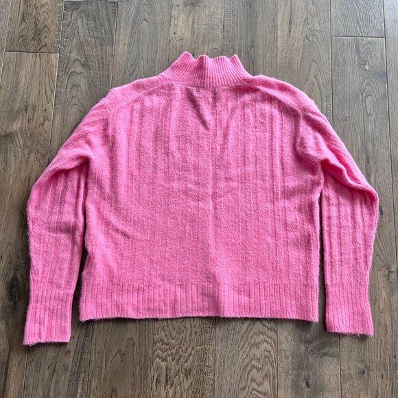 J. Crew Pink Ribbed Mock Neck Sweater Merino Wool Alpaca Blend Soft Knit Size S - Picture 5 of 7